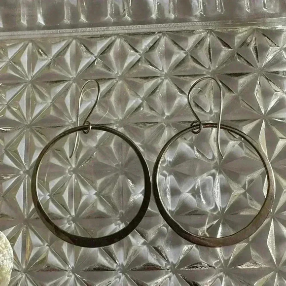 Jewelry Studio Wellfleet Large Eclipse Forged Earrings Sterling Silver - Picture 3 of 8